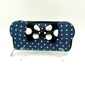 Loungefly Disney Minnie Mouse Denim Polka Dot Zip Around Wallet #921